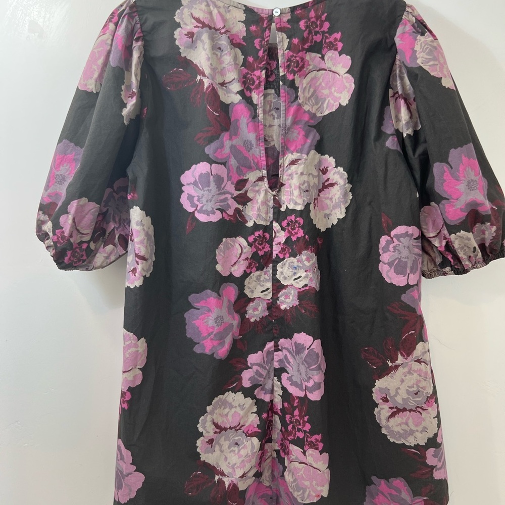 Free People Maye Black and Pink Floral tunic Mini Dress sz L - Picture 5 of 9